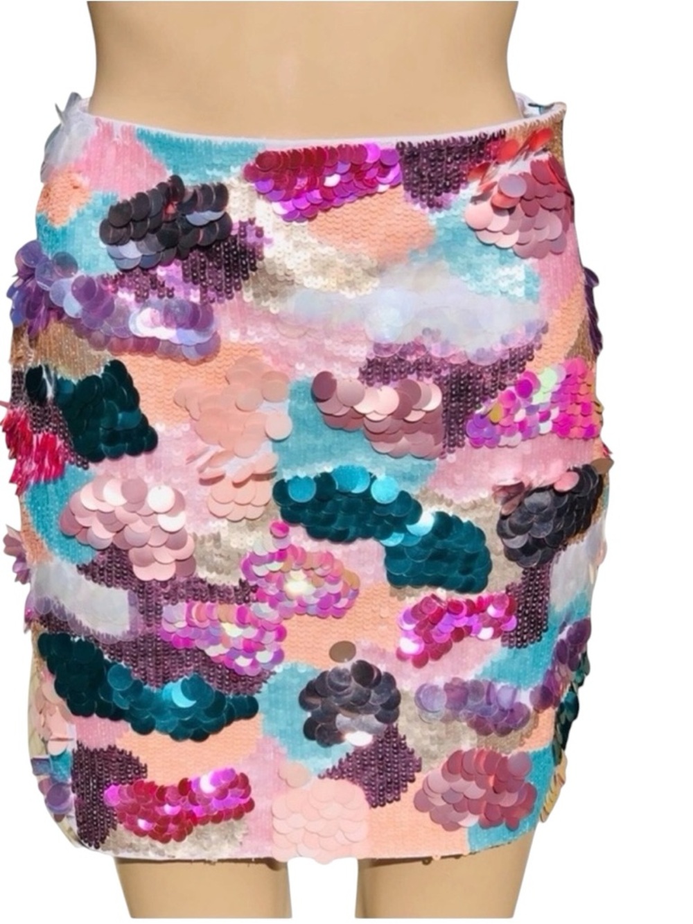 Bebe multicolored sequin mini skirt Sz 4